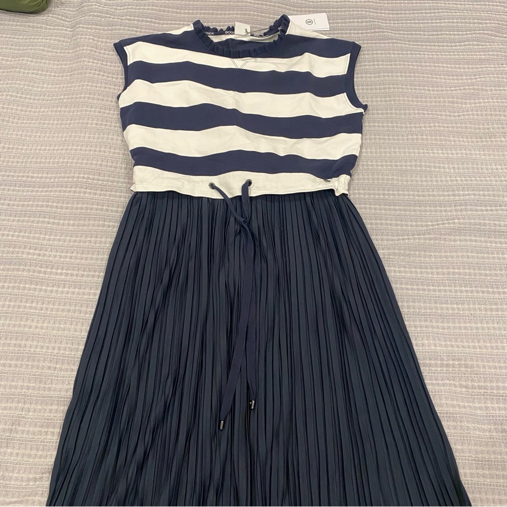 Bogner Women's Blue Striped Ira Dress - Sz Medium (8) - Picture 7 of 16